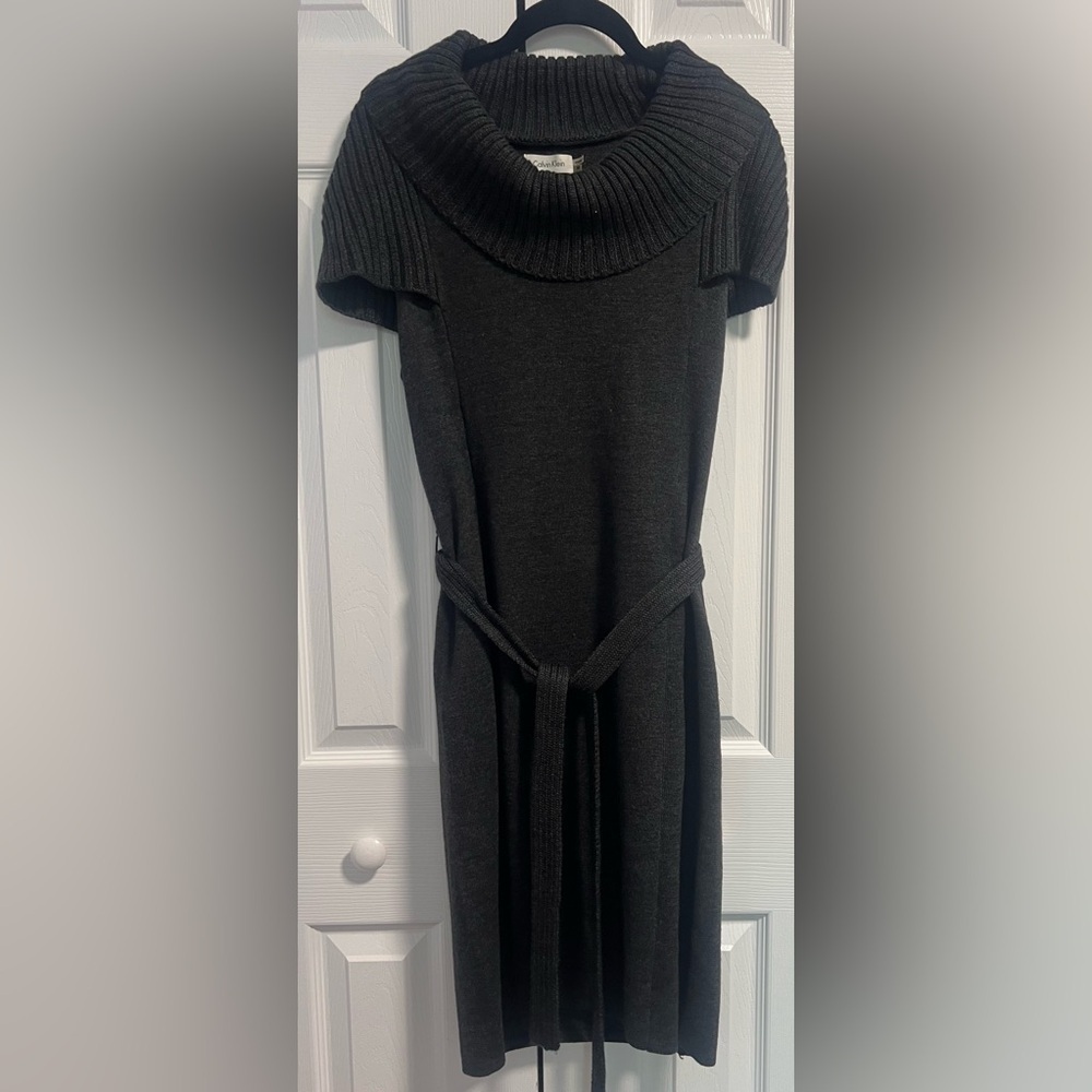 Women's Calvin Klein Short Sleeved Cowl Neck Sweater Dress